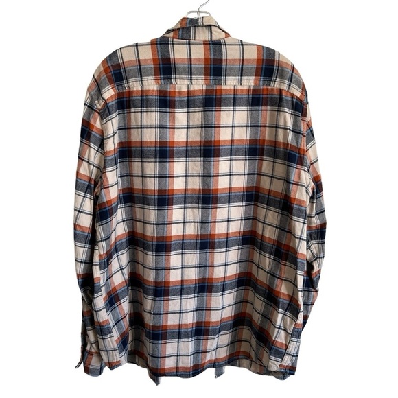 American Eagle Men’s XL Plaid Flannel Orange Blue Beige Button Down Shirt R5 - Picture 2 of 4